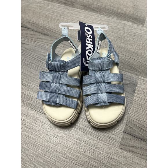 OshKosh B'gosh Toddler Girl Strappy Denim Sandals - Blue Size 7 - Picture 1 of 3